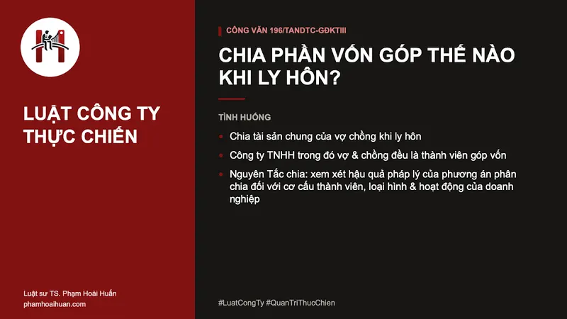 Chia phần vốn góp trong công ty thế nào khi ly hôn?